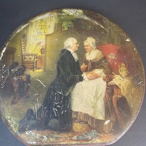 Vintage portrait tin George Washington's farewell to his mother 1789